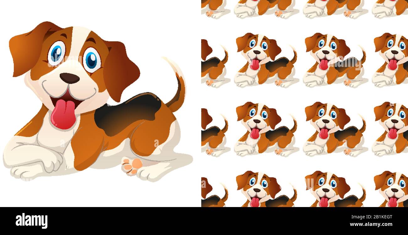 Nahtloses Hintergrunddesign mit niedlicher Hundenillustration Stock Vektor