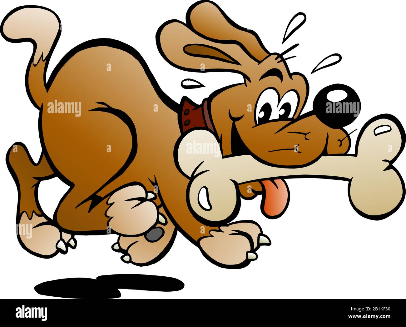 Vector Cartoon Illustration of a Happy Dog with a big Bone Stock Vektor