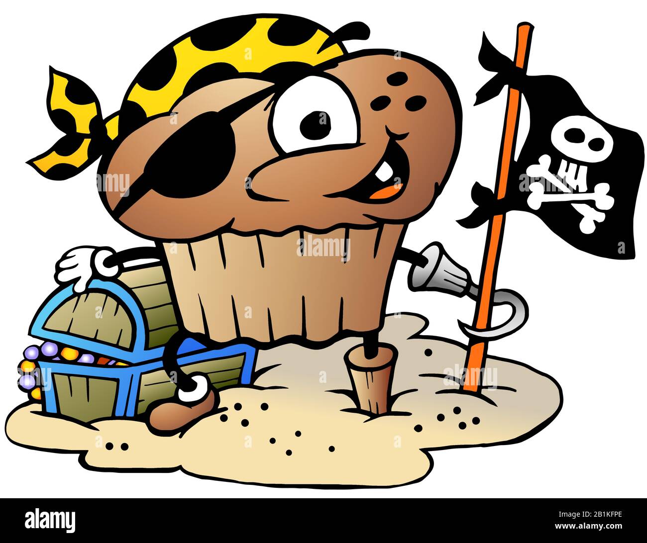 Vector Cartoon Illustration eines Glücklichen Muffin-Piraten Stock Vektor