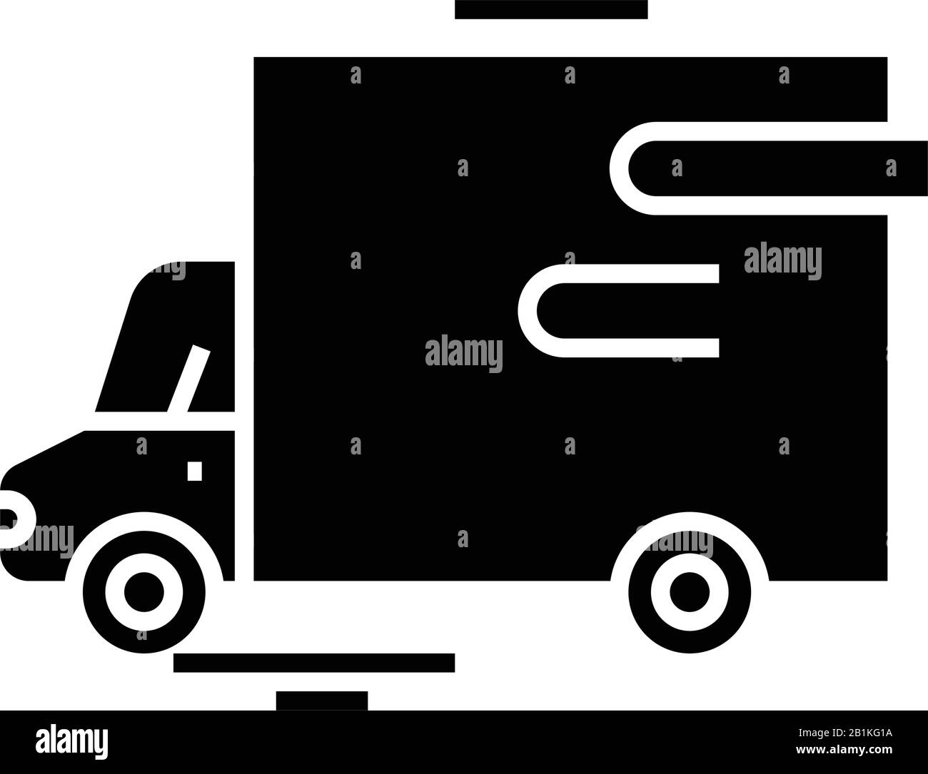 Cargo Dilevery, schwarzes Symbol, Konzeptabbildung, Vektor-Flachsymbol, Glyph-Zeichen. Stock Vektor