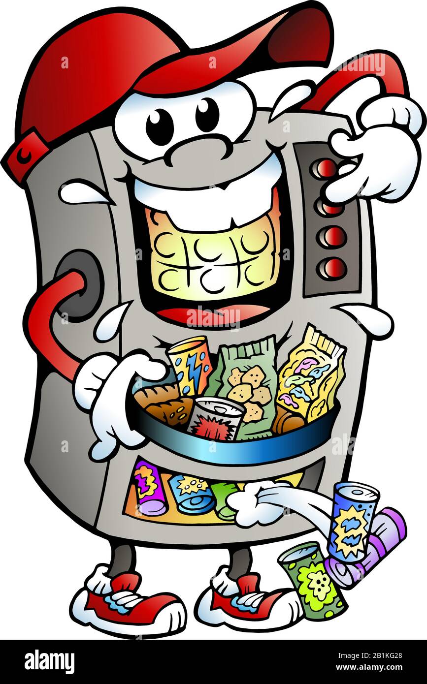 Vector Cartoon - Illustration eines Verkaufsautomaten, der Snacks Verkauft Stock Vektor