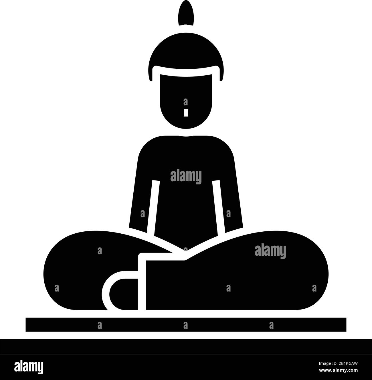 Schwarze Budda-Statue, Konzeptabbildung, Vektor-Flachsymbol, Glyph-Zeichen. Stock Vektor