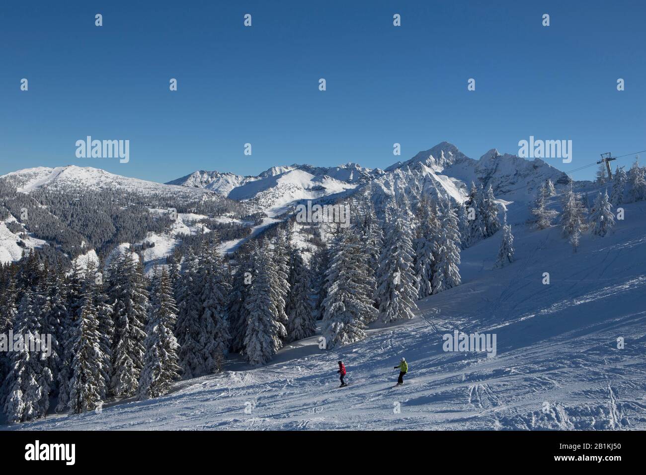 Das Skigebiet Planai, Schladming, Steiermark, Österreich Stockfoto