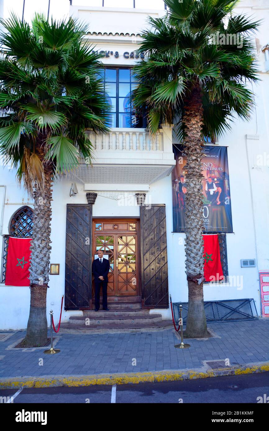 Casablanca, Marokko - 18. November 2014: Ricks Café - erinnert an den Film "Casablanca" mit Humprey Bogart und Indrid Bergmann aus dem Jahr 1942 Stockfoto