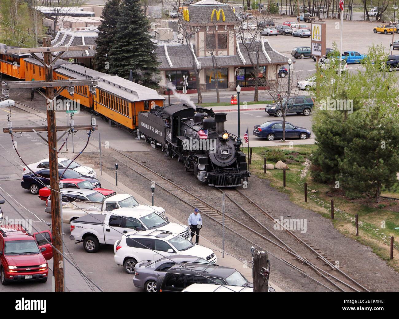 Schmalspur-Dampfeisenbahn in der Colorado Town von Durango, USA Stockfoto