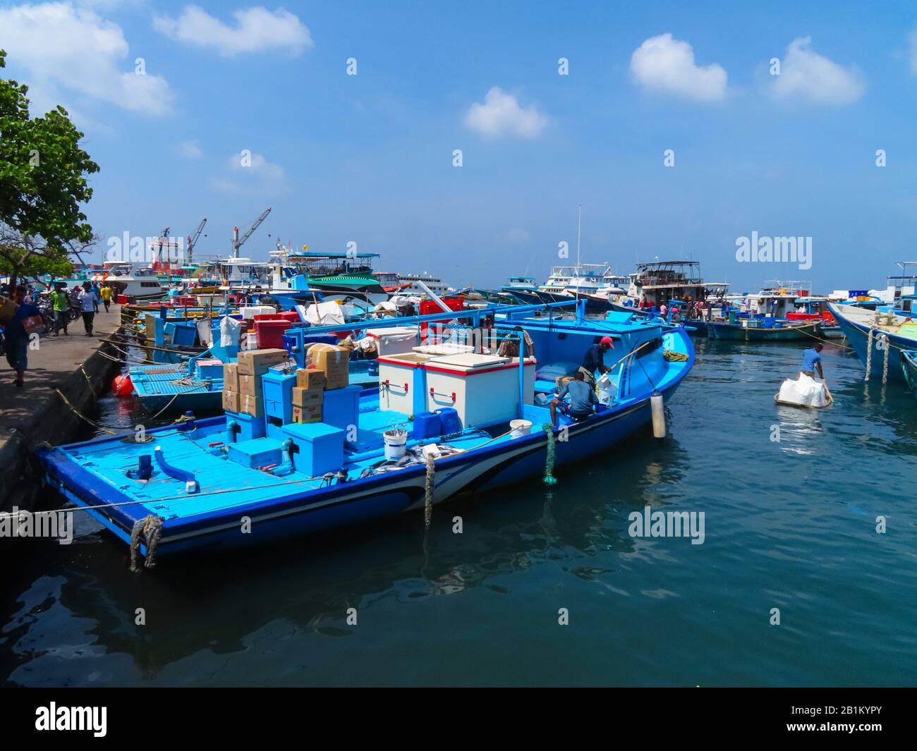 Bootssteg in der Nähe des Fischmarktes in Male (Malediven Stockfoto