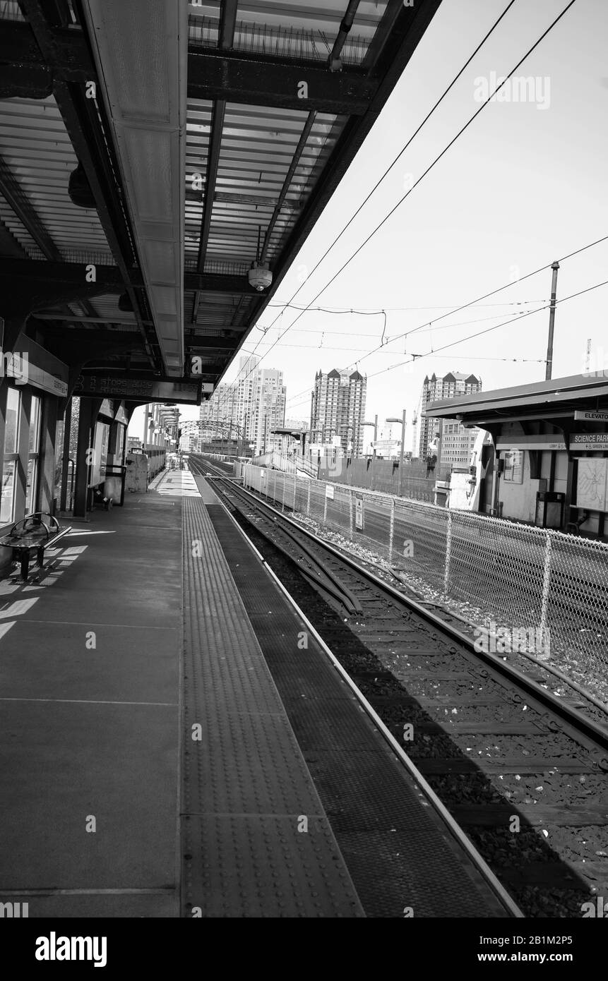 Warten auf U-Bahn in Boston Stockfoto