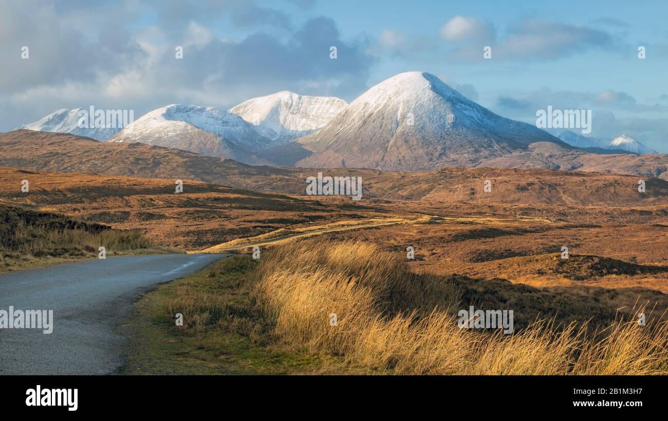 Insel Skye, Heaste und die Straße zu den roten Cuillins Stockfoto