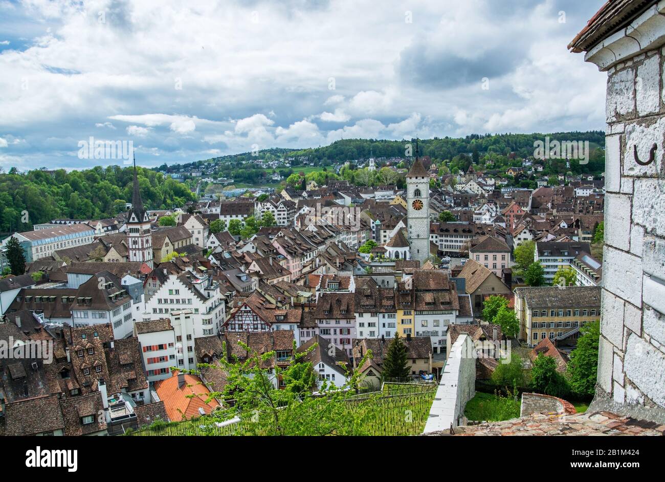 Schaffhausen ist eine Stadt am Hochrhein im Kanton Schaffhausen in der Schweiz. Stockfoto