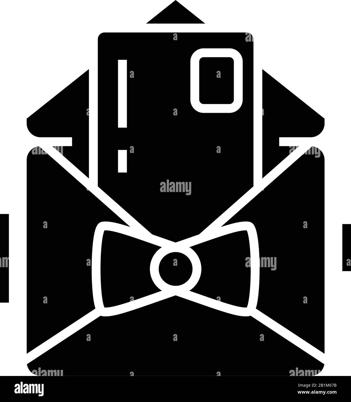 Kartengeschenk, schwarzes Symbol, Konzeptabbildung, Vektor-Flachsymbol, Glyph-Zeichen. Stock Vektor