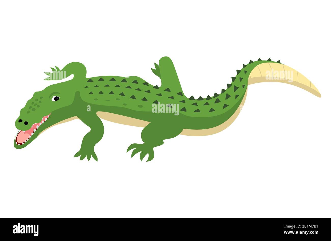 Räuberisches Krokodil mit offenem Mund und Fangen, wilder Tiervektor isoliert Stock Vektor
