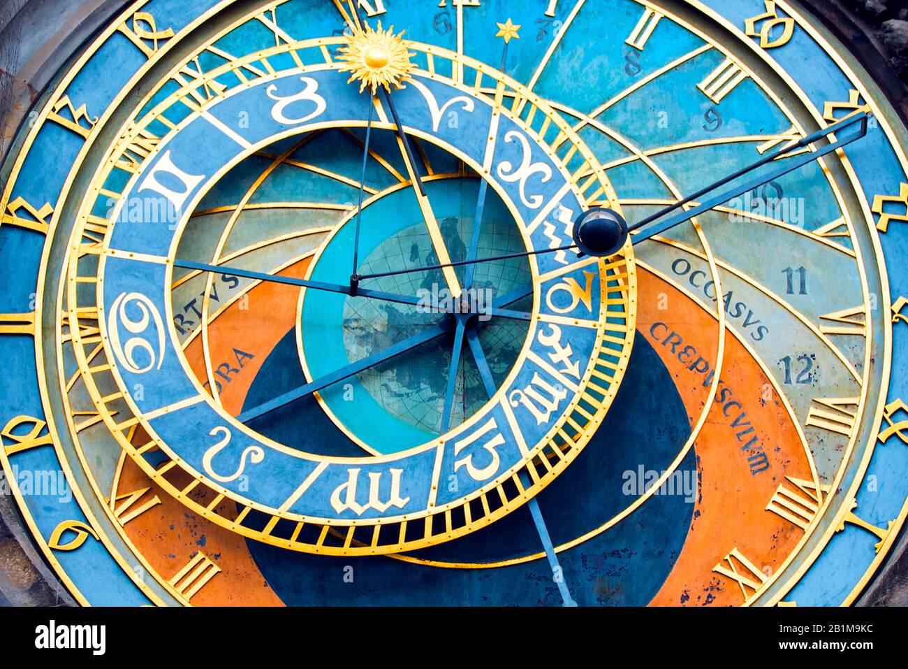 Nahaufnahme eines Teils der Prager Astronomischen Uhr Orloj, Prager Uhr Stockfoto