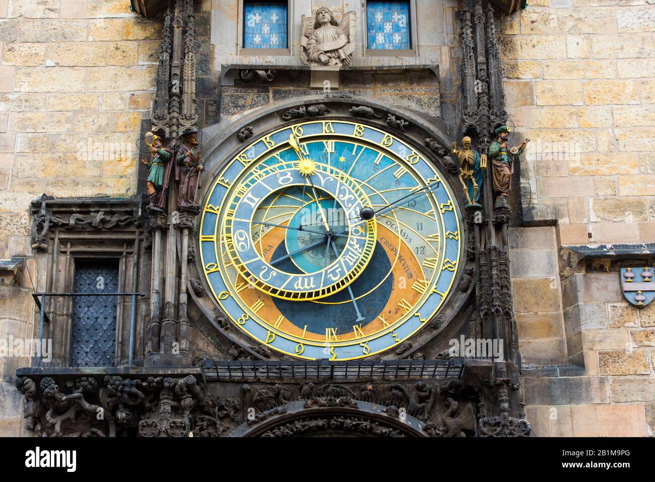 Nahaufnahme eines Teils der Prager Astronomischen Uhr Orloj, Prager Uhr Stockfoto