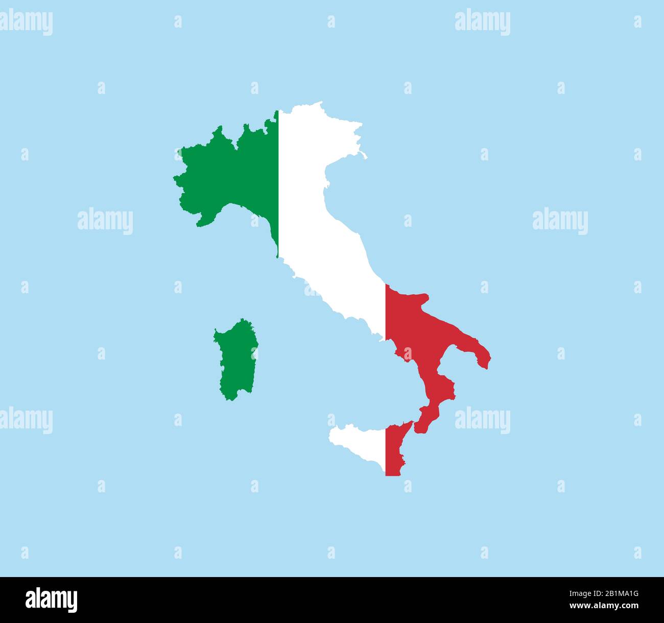 Italien Karte, Flagge. Vektorgrafiken, flaches Design. Stock Vektor