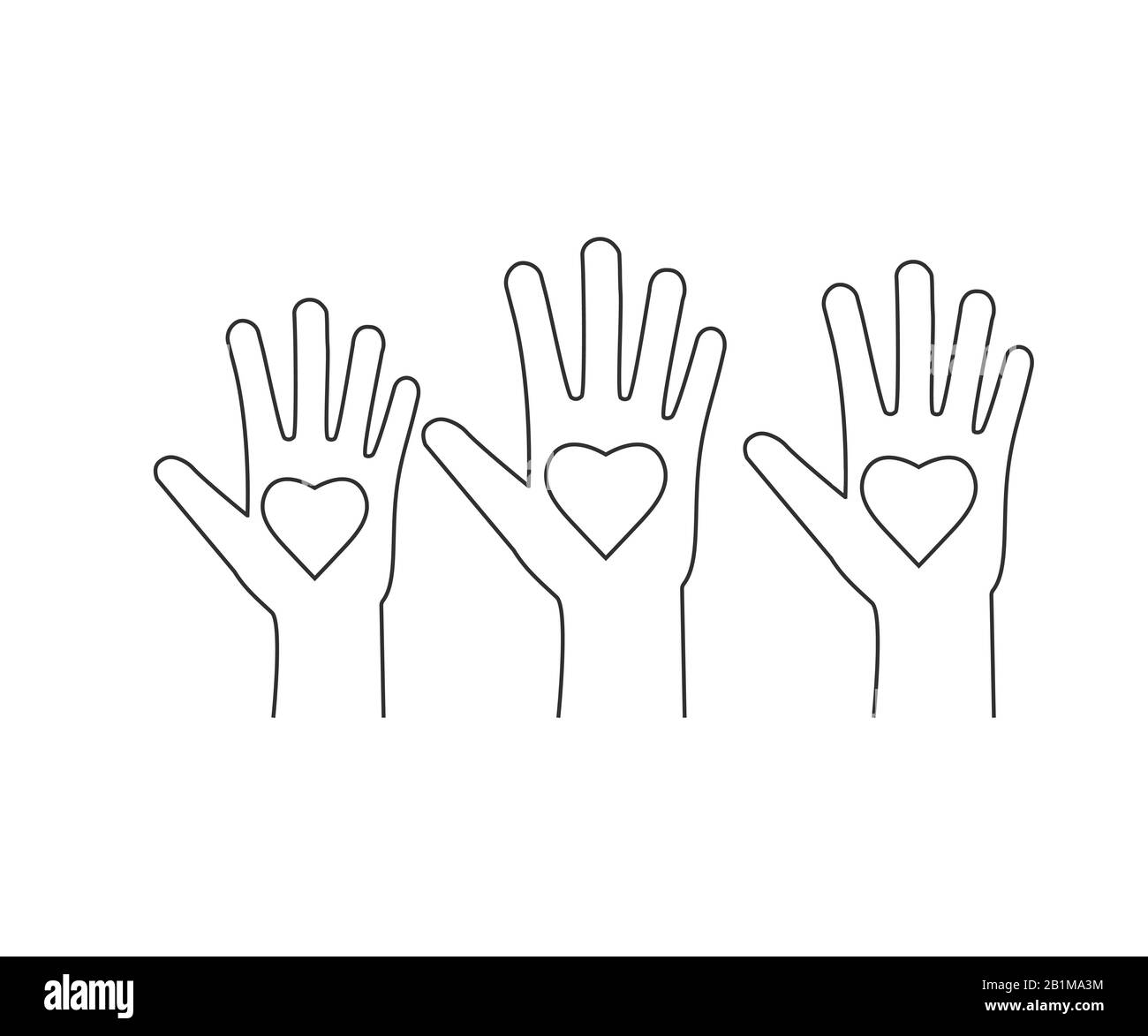 Charity, Hand, Freiwilligensymbol. Vektorgrafiken, flaches Design. Stock Vektor