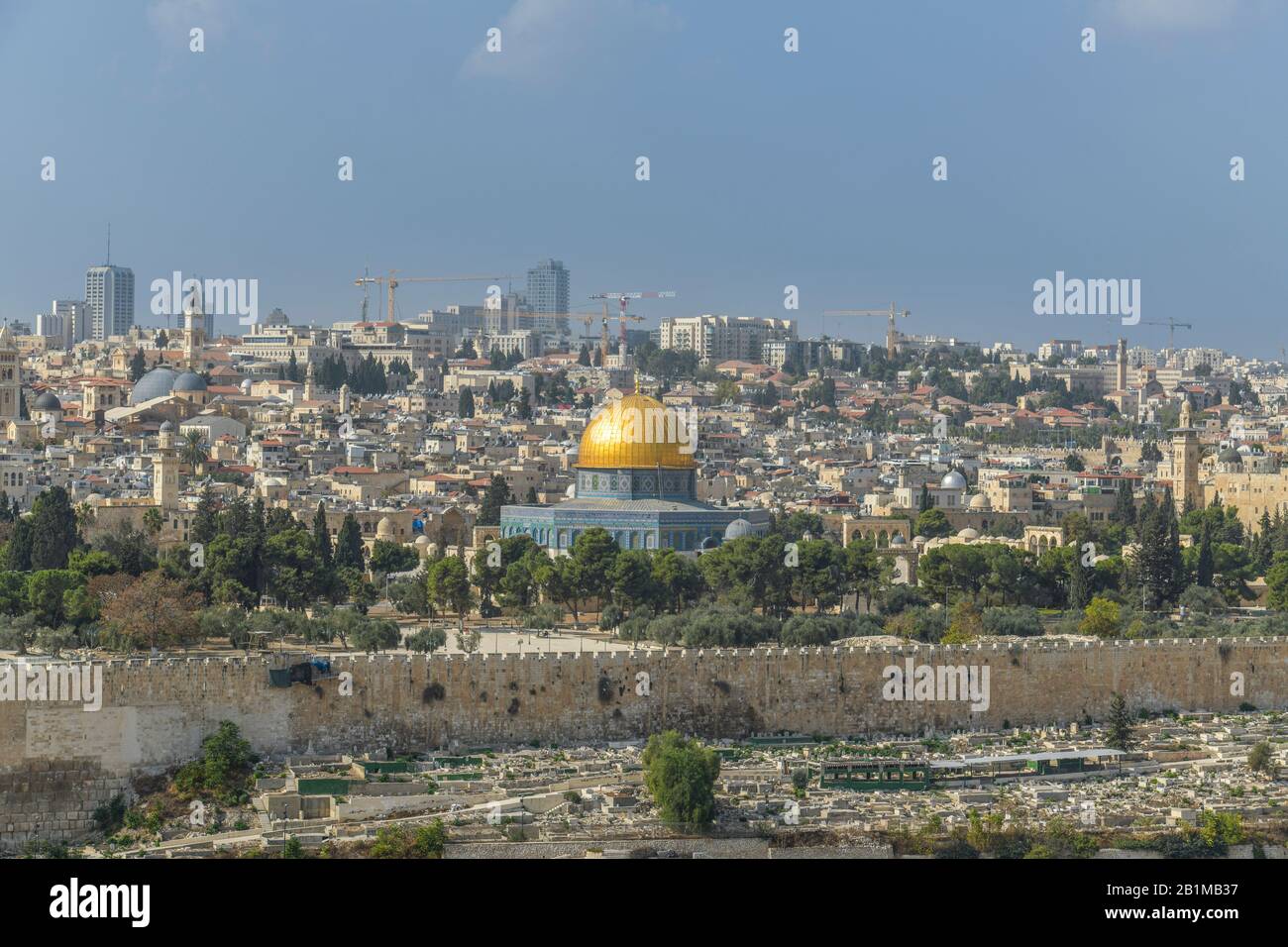 Stadtpanorama mit Tempelberg und Felsendom, Jerusalem, Israel Stockfoto