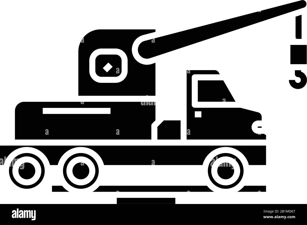 Bauherr LKW-Symbol schwarz, Konzeptbild, Vektor-Flachsymbol, Glyph-Zeichen. Stock Vektor