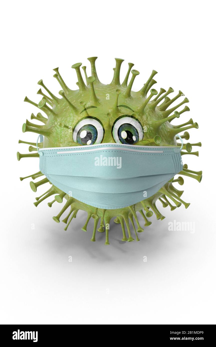 Virus schützt sich mit einer Maske vor Grippeschutz Stockfoto