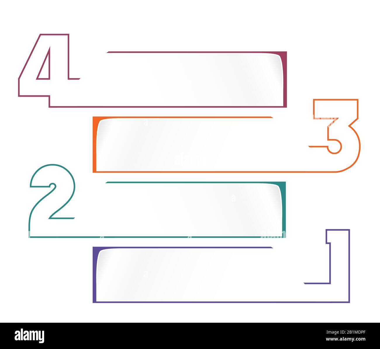 Universelle Infografievorlage für Projekte auf weißem Hintergrund 4 Positionen Horizontale Streifen Stockfoto