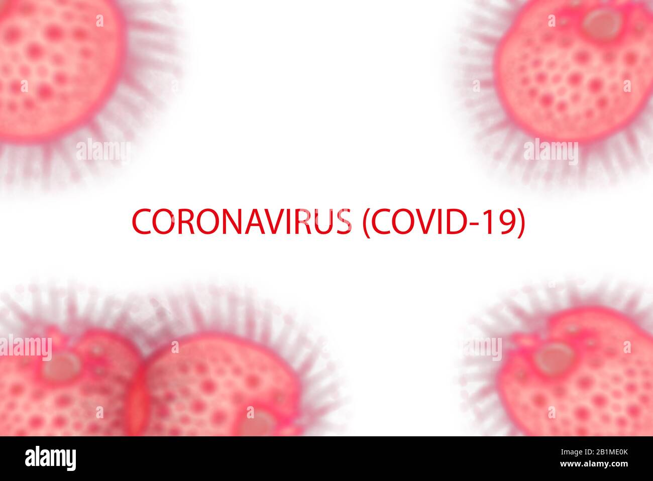Coronavirus gefährlicher roter Zellhintergrund, konzeptionelle Zusammensetzung Stockfoto