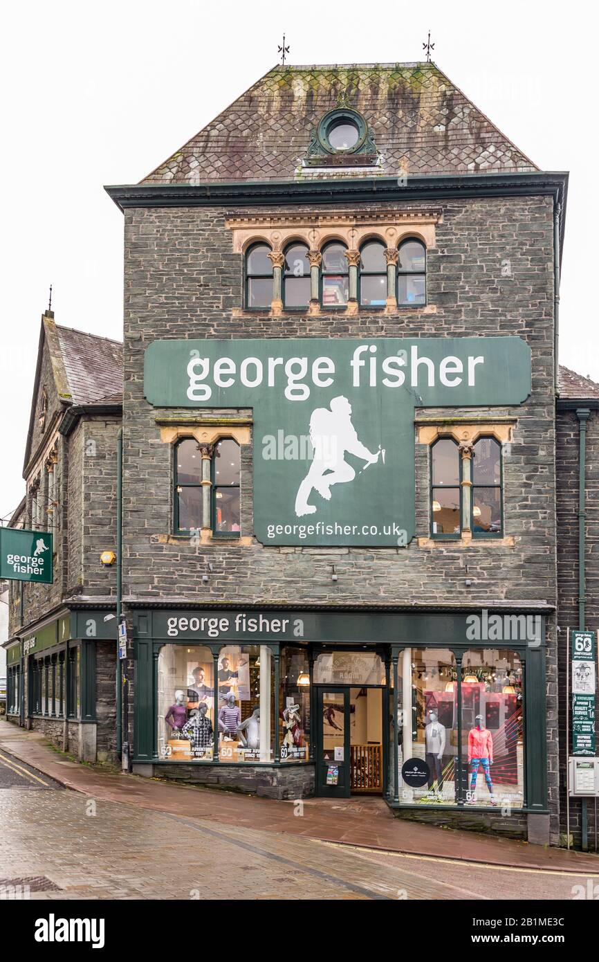 George Fisher Shop in der Einkaufsstraße, Keswick, England, Großbritannien Stockfoto