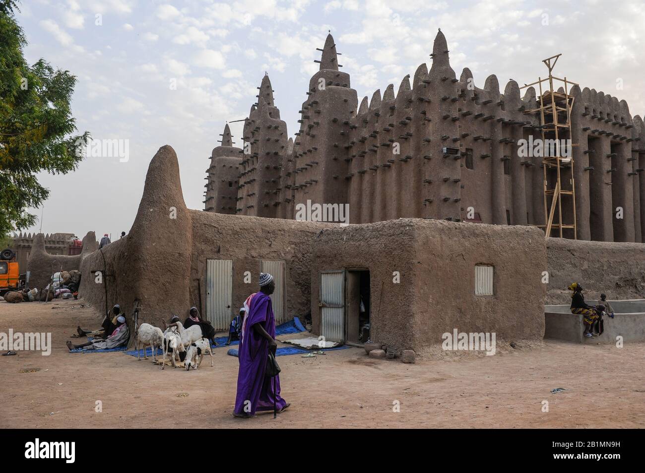Mali, Djenne, große Moschee aus Ton ist ein UNESCO-Weltkulturerbe / MALI, Djenne , großer Moschee Bau aus Lehm ist UNESCO Weltkulturerbe Stockfoto