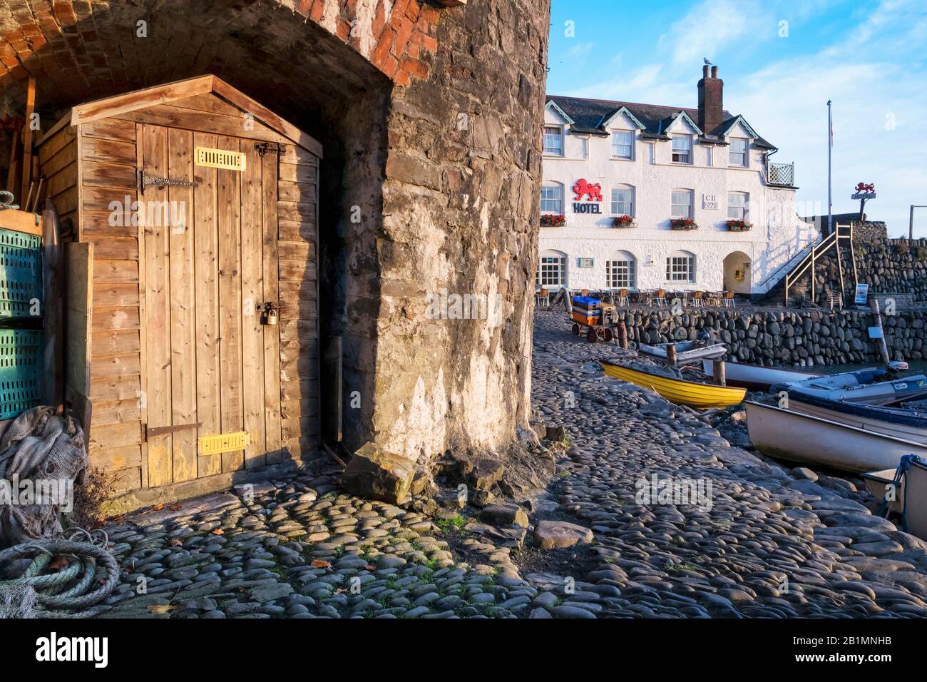 Clovelly North Devon, gepflasterte Straßen, malerisches Dorf, traditionelles Fischerdorf, Lifestyle, Küstenleben, Küste, North Devon, Südwesten Stockfoto