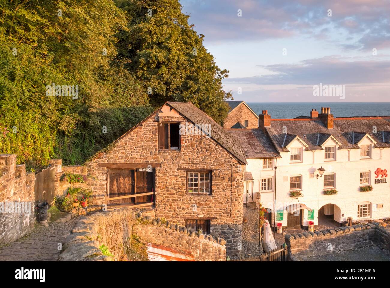 Clovelly North Devon, gepflasterte Straßen, malerisches Dorf, traditionelles Fischerdorf, Lifestyle, Küstenleben, Küste, North Devon, Südwesten Stockfoto