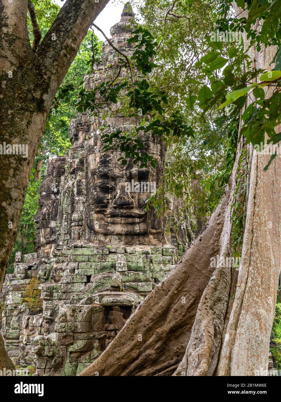 Bild des Siegestors östlich von Angkor Thom; Angkor Wat Archäologischer Park, Siem Reap, Kambodscha. Stockfoto