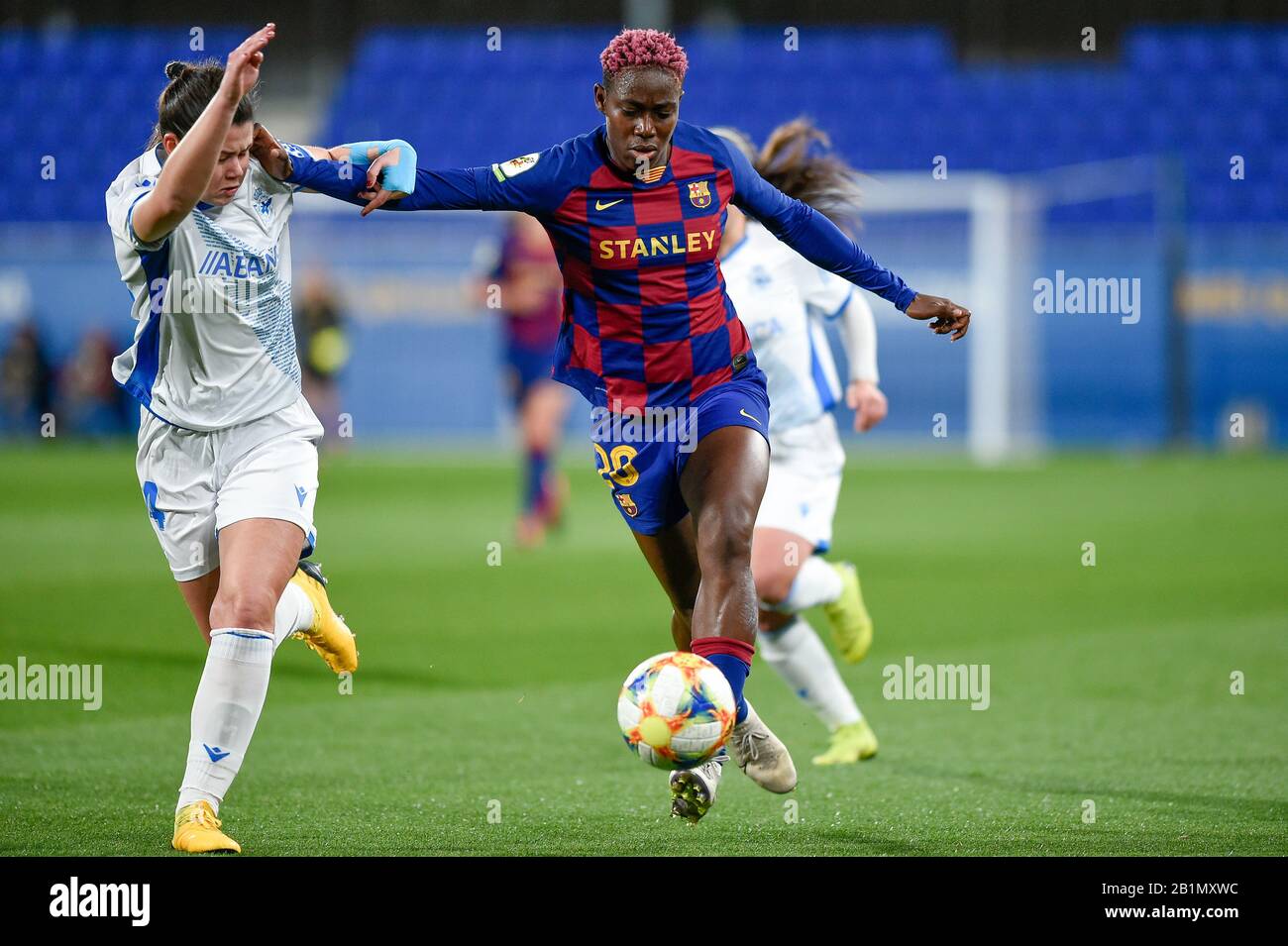 Barcelona, Spanien. Februar 2020. Barcelona, SPANIEN - 26. FEBRUAR: Oshoala vom FC Barcelona während des spanischen Endspiels um die Copa de la Reina zwischen den Damen des FC Barcelona und den Damen von Deportivo im Johan Cruyff Stadium am 26. Februar 2020 in Barcelona, Spanien. Kredit: Dax Images / Alamy Live News Stockfoto