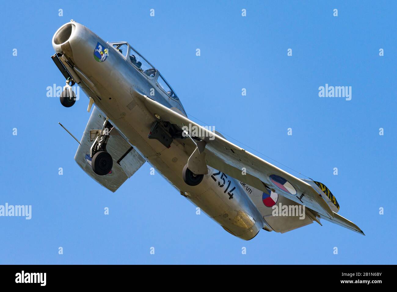 Ein Mikoyan-Gurewitsch MiG-15 der Tschechischen Fliegenden Legenden. Stockfoto