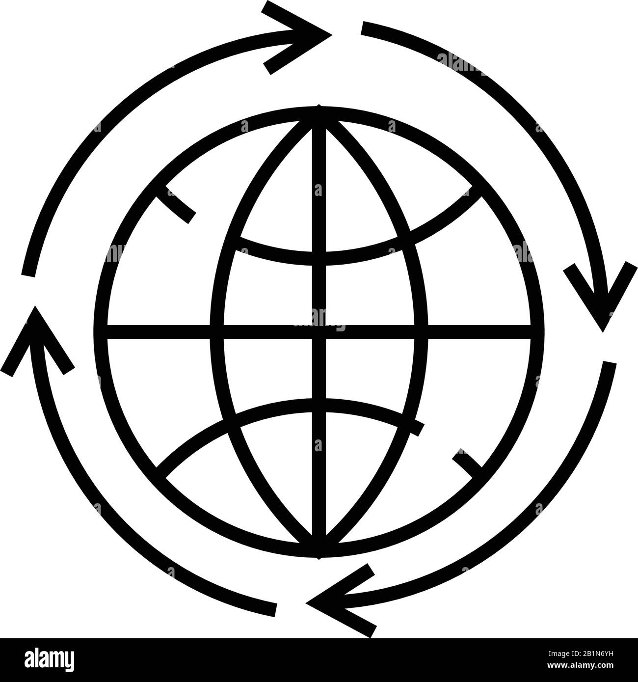 Symbol für globale Karusselllinie, Konzeptzeichen, Konturvektorabbildung, lineares Symbol. Stock Vektor