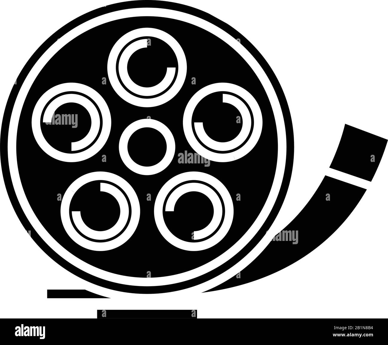 Schwarzes Symbol für Kinohiszierung, Konzeptabbildung, Symbol für Vektor-Ebene, Glyph-Zeichen. Stock Vektor