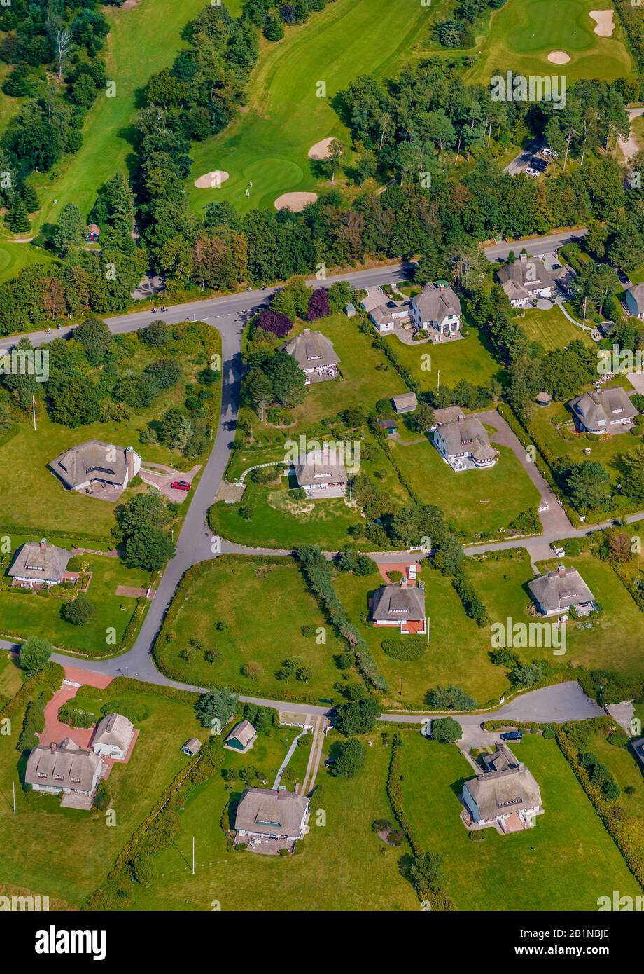 Luftbild eines Sommerhausgebietes, Deutschland, Schleswig-Holstein, Nordfriesland, Foehr Stockfoto