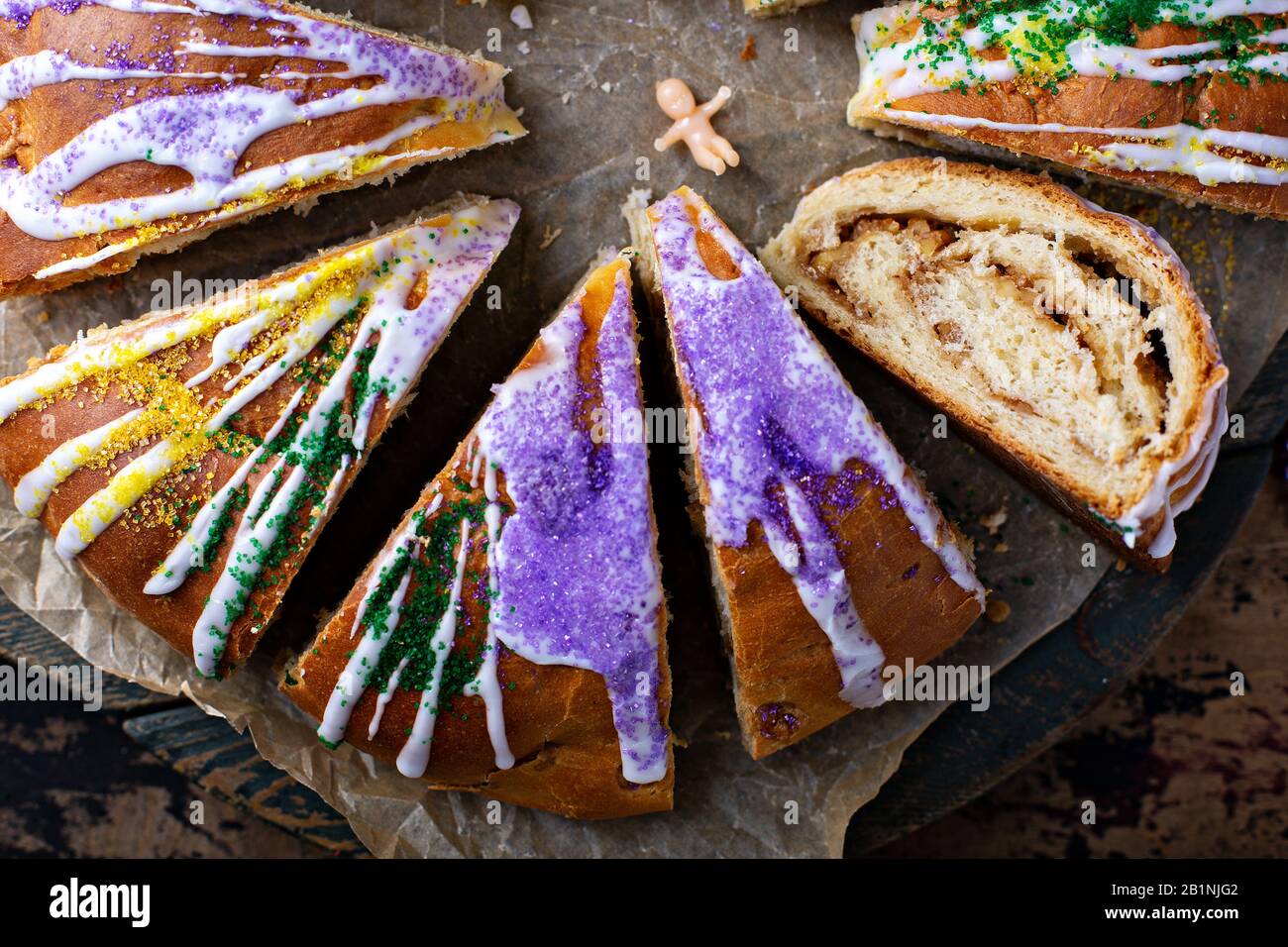 Königskuchen für Mardi Gras Stockfoto