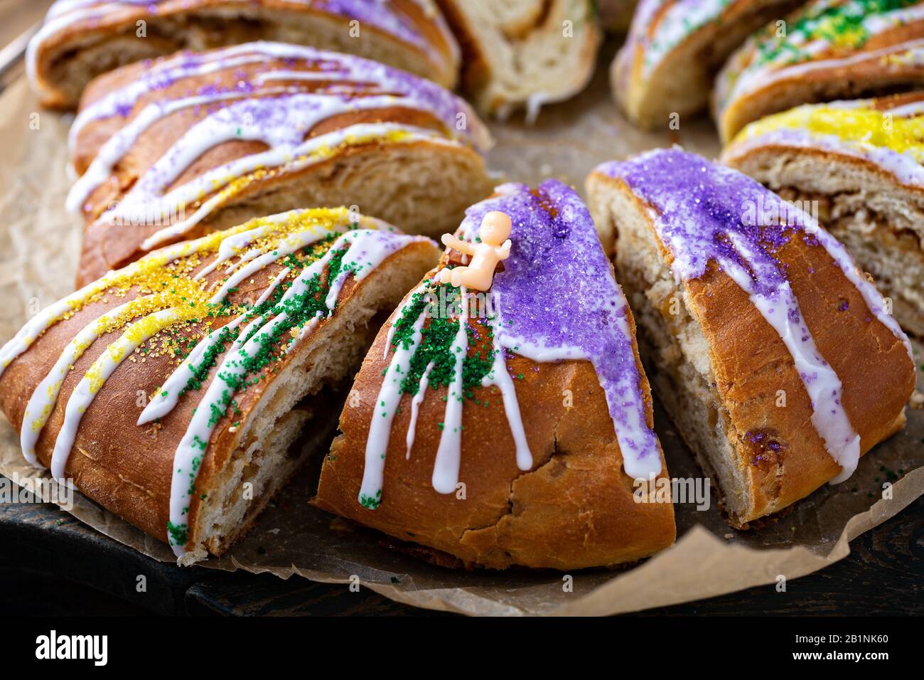 Königskuchen für Mardi Gras Stockfoto