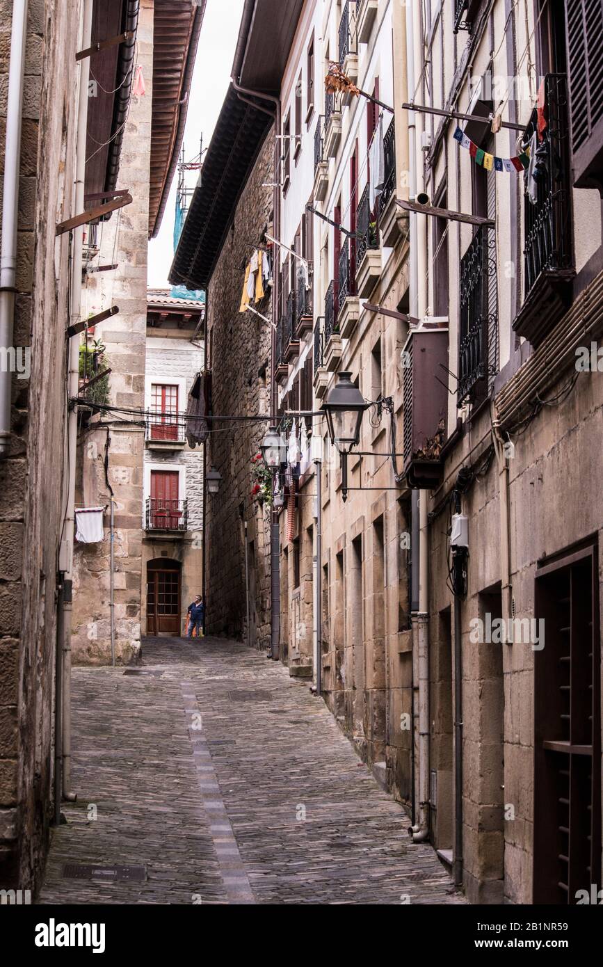 Hondarribia'street, País Vasco Stockfoto