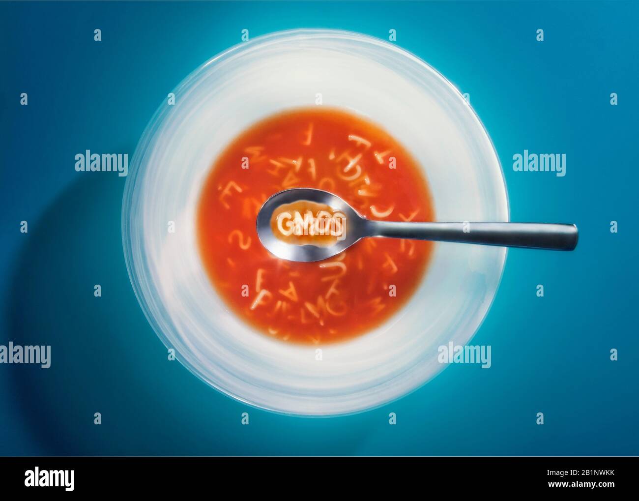 Alphabetsuppe GMO Stockfoto