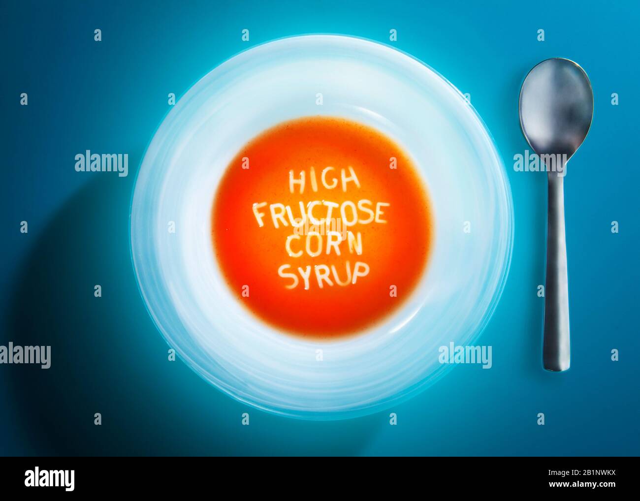 Alphabetsuppe Mit Hohem Fructose-Corn-Sirup Stockfoto