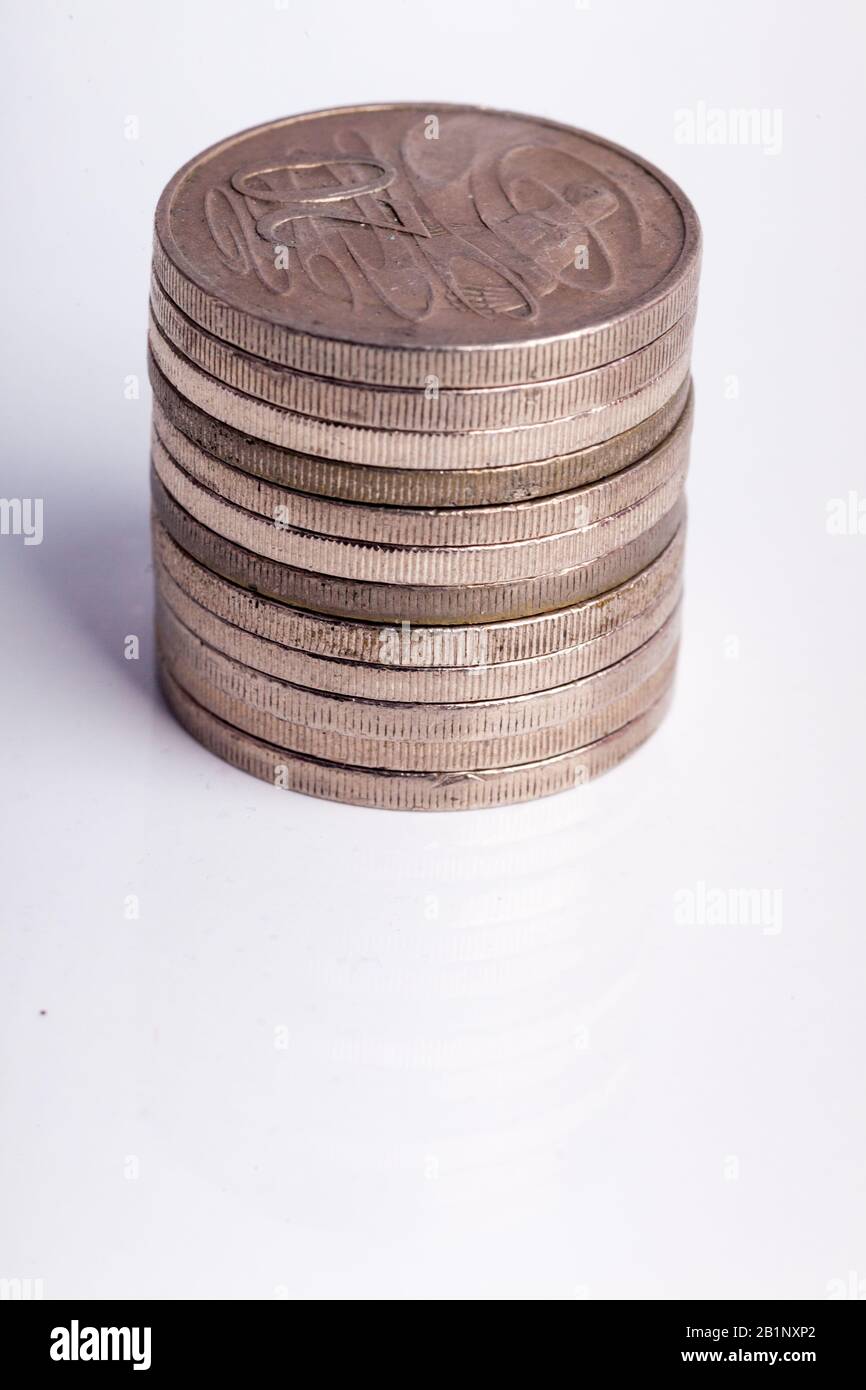 Stapel mit 20-cent-australische Münze Stockfoto
