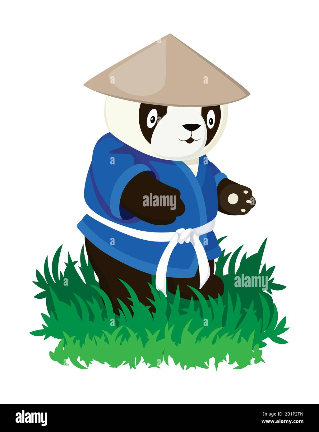 China Panda in blauem Kimono. Im Cartoon-Stil isoliertes Bild auf weißem Hintergrund Stock Vektor