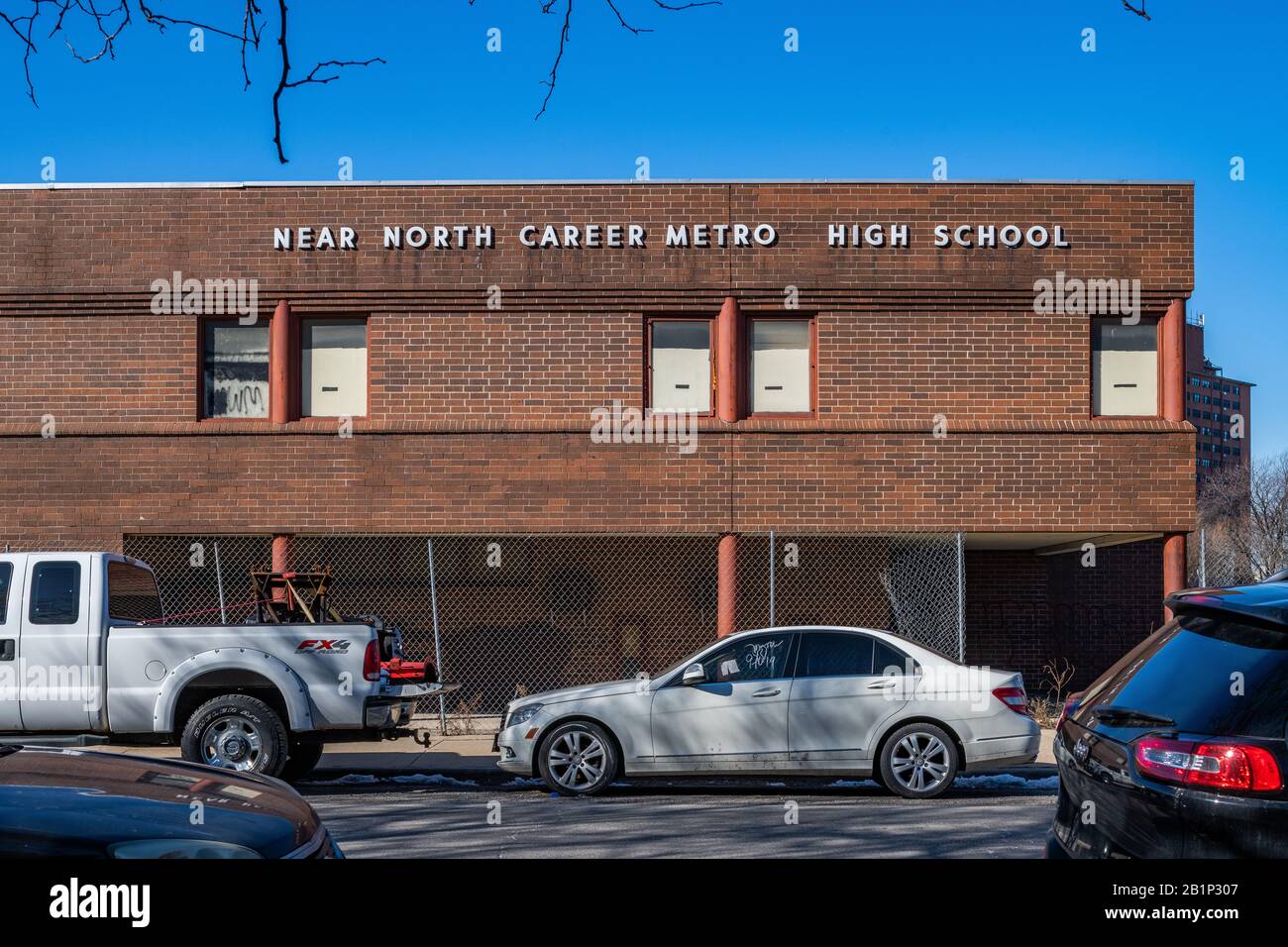 In der Nähe der North Career Metro High School, jetzt abgerissen Stockfoto