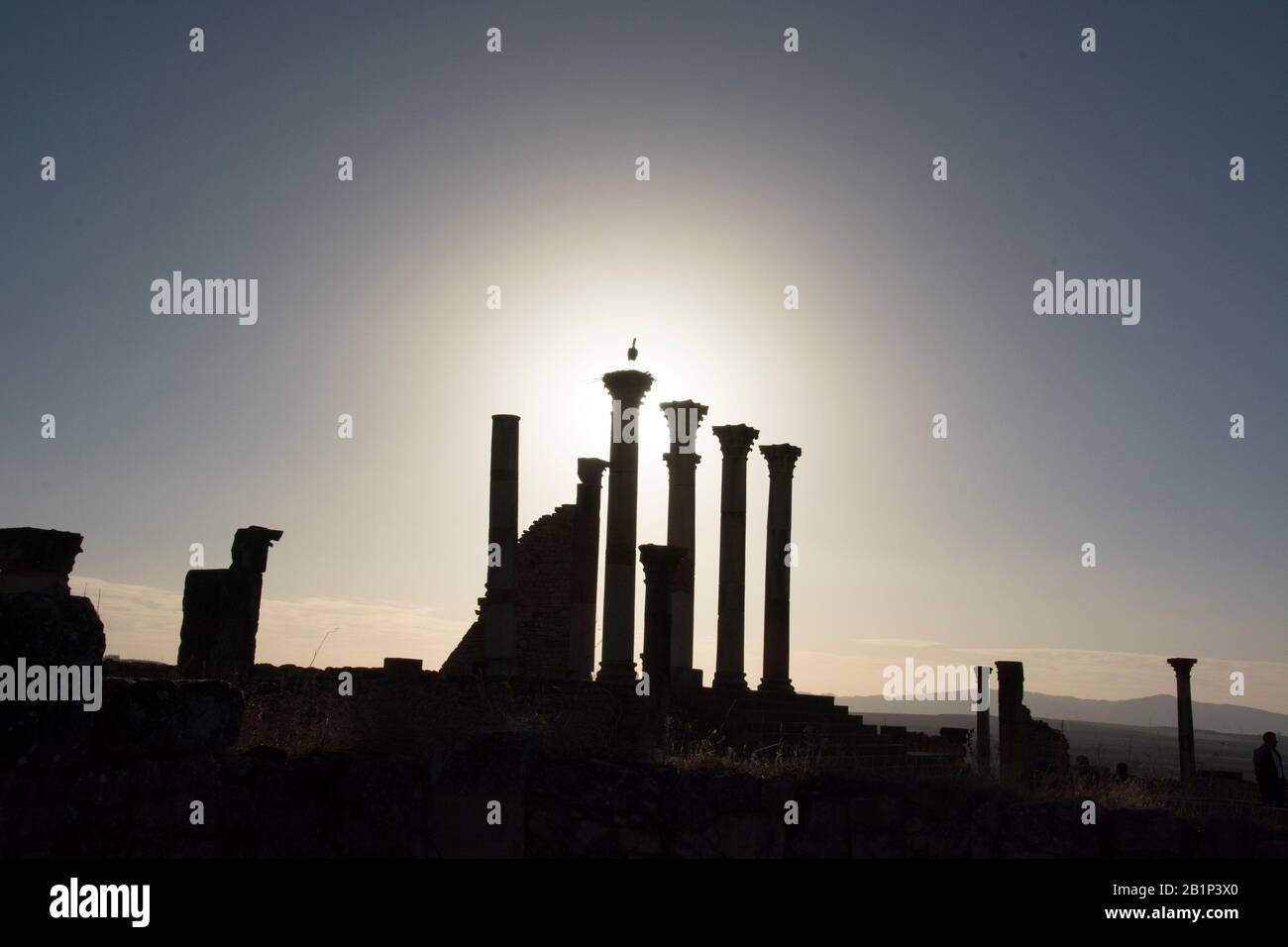 Fahren Sie von Rabat nach Fez, und halten Sie an den römischen Ruinen von Volubilis Stockfoto