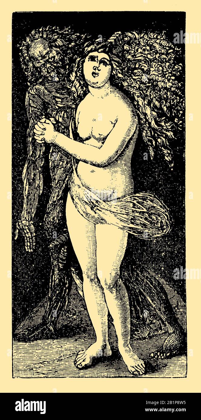 Tod und Jungfrau von Hans Baldung (16. Jahrhundert), , (Enzyklopädie, 1898) Stockfoto