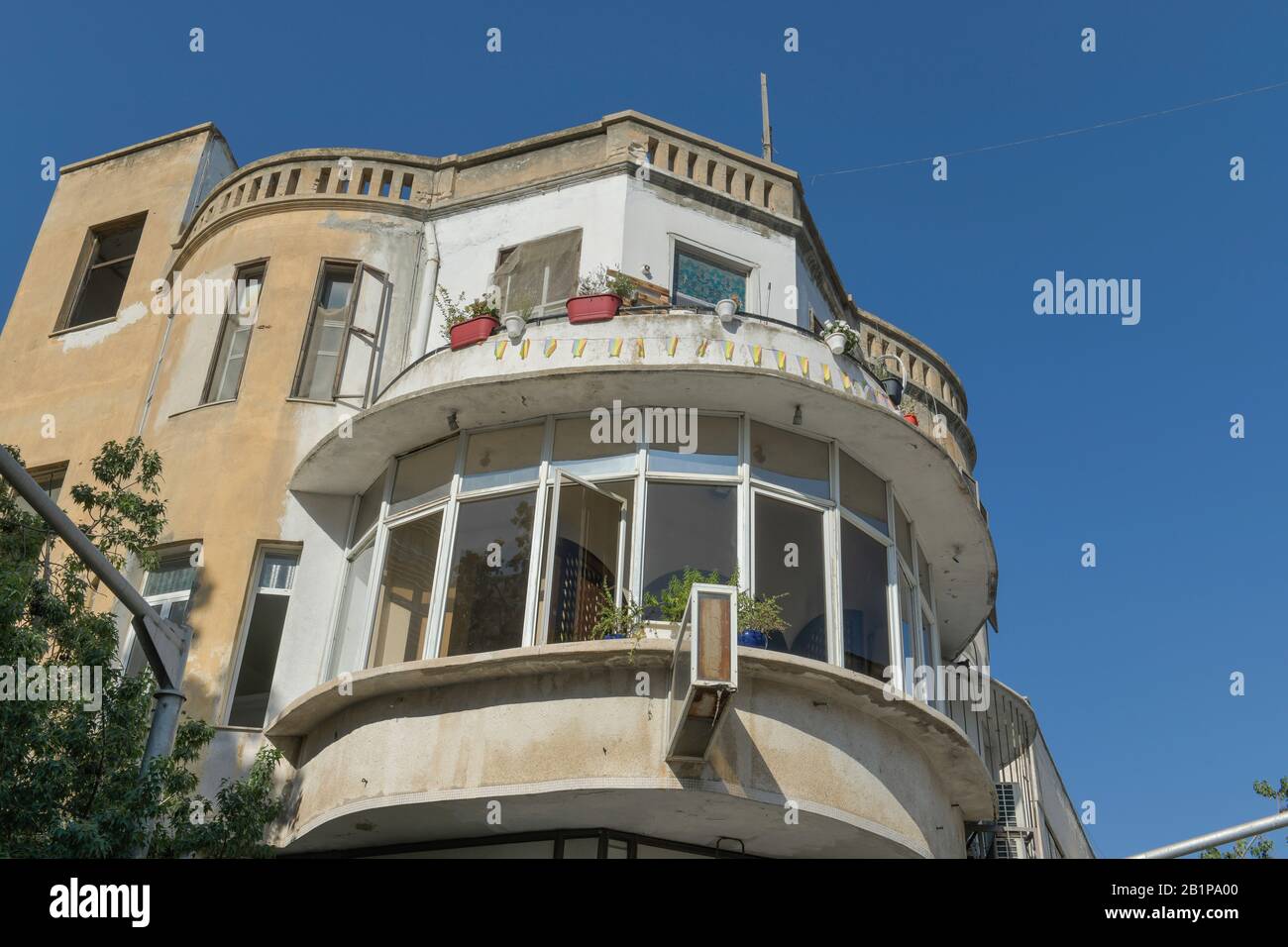 Wohnhaus im Bauhaus-Stil, Nachalat Benyamin, Weiße Stadt, Tel Aviv, Israel Stockfoto