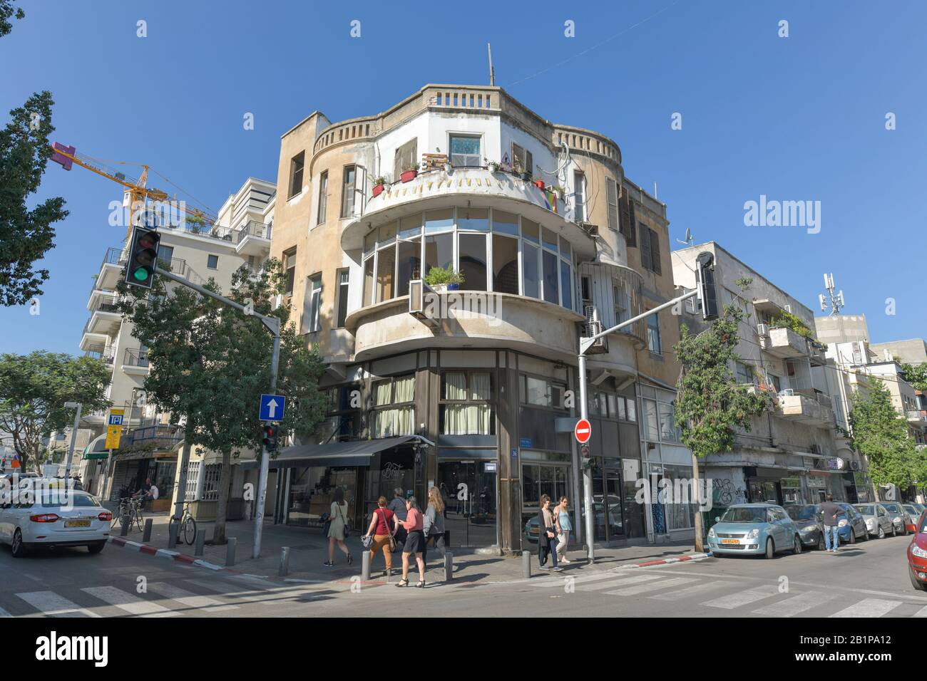 Wohnhaus im Bauhaus-Stil, Nachalat Benyamin, Weiße Stadt, Tel Aviv, Israel Stockfoto