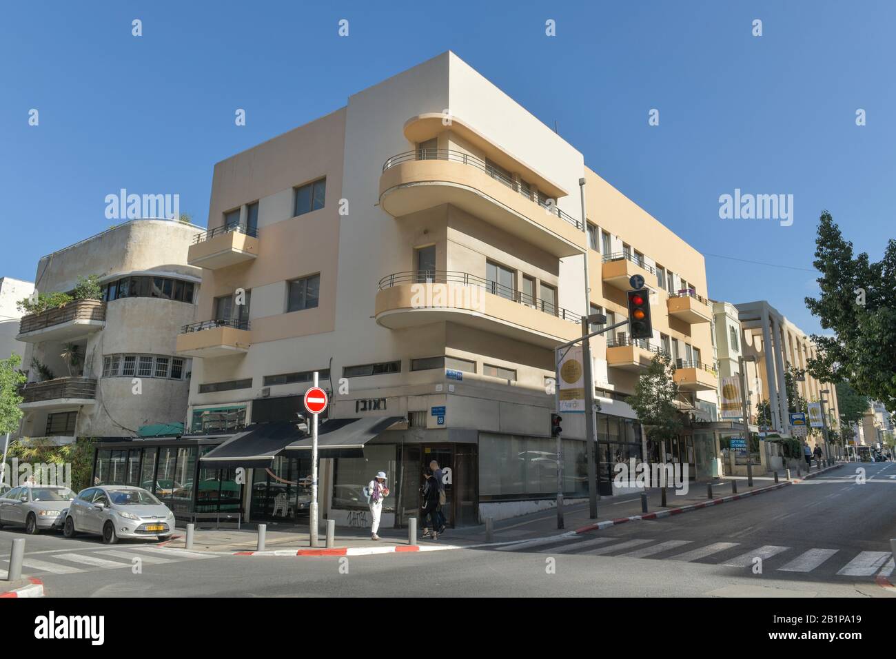 Wohnhaus im Bauhaus-Stil, Nachalat Benyamin, Weiße Stadt, Tel Aviv, Israel Stockfoto