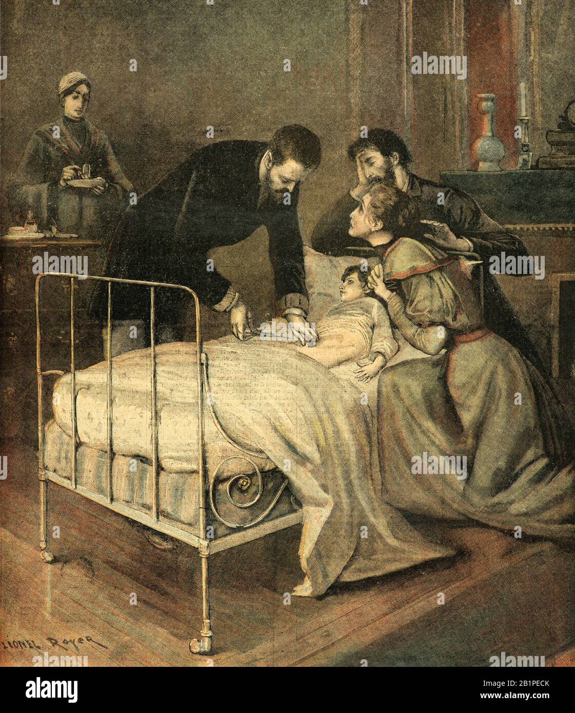 Royer Lionel (* um das Jahr 1852 in New York; † 1926 in London) - Doktor Emile Roux, der ein Kind gegen die Kruppe im Jahr 1894 geimpft hatte - Private Collection Stockfoto