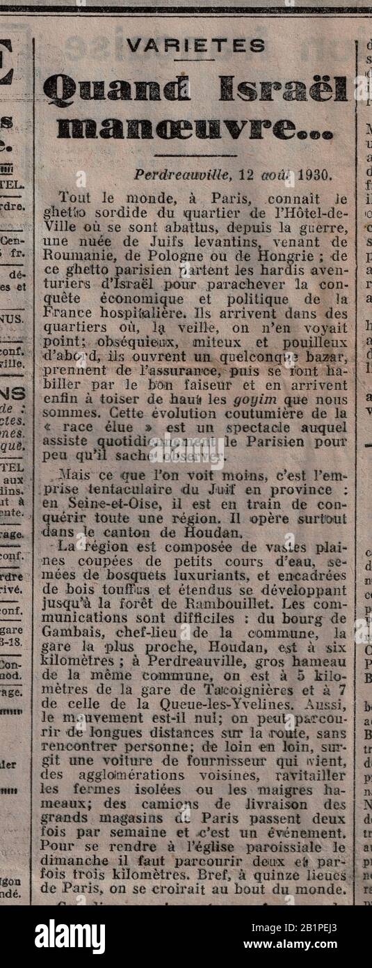 Französische monarchistische Zeitung L'Action Française, 26. August 1930, Frankreich Stockfoto