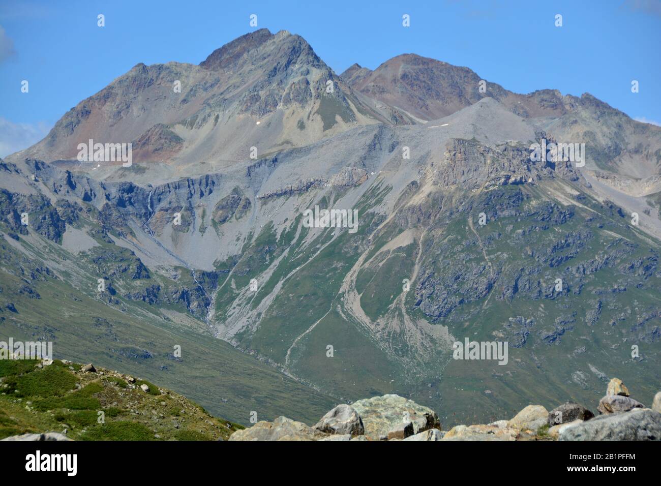 Piz Alv, oberhalb von St. Moritz in den oberhalbsteiner alpen, Graubünden, Schweiz Stockfoto